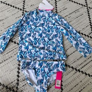 Lilly Pulitzer Resort White Shell Collector Rashguard Swim Set
